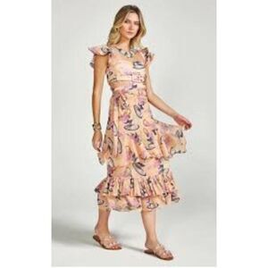 Carol Anderson Skirt Maxi Wrap Skirt Orange Tea Cups  Size Small‎